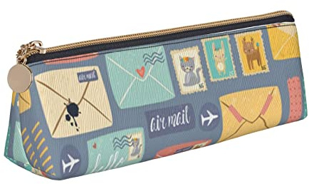 JUEXDEME Federmappe aus Leder, schlankes Design, Stifteetui mit metallischem Reißverschluss, Taschengröße für Studenten, Büro, Universität, Mittelschule, weiß, Einheitsgröße, Handgepäck