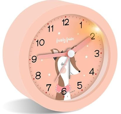 LUPATDY Despertador infantil analógico sin tictac – Despertador infantil con luz nocturna, adecuado para despertador infantil, despertador educativo