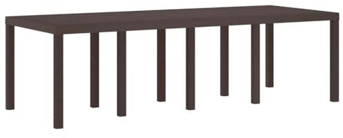 vidaXL Gartentisch Braun 250 x 100 x 73 cm Poly-Rattan, Garten und Terrasse, rechteckiger Tisch aus Stahl, große, wetterfeste Essgruppe für den Außenbereich