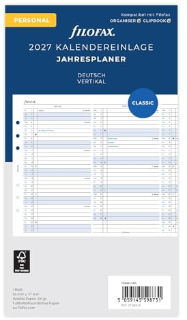 Filofax Kalender Pocket Jahresplaner vertikal (deutsch)2027