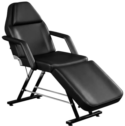 Kosmetikliege 3 Einstellbare Abschnitte Schönheitsbett, Ergonomische Massageliege mit Verstellbare Rückenlehne & Fußstütze, Robuste Tattooliege bis 150 kg Ideal für Spa, Kosmetik & Therapien (Schwarz)