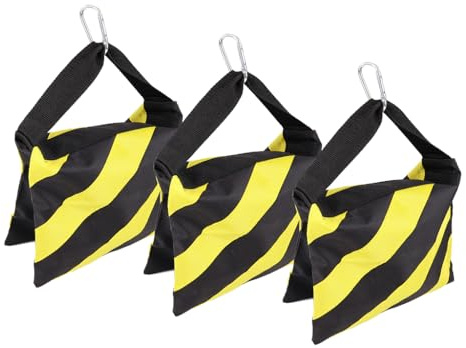 Kellegour Sandsäcke Für Fotografie,3 Stück Fotografie Sandsack mit Karabiner,Sandbags Sandsack für Stativ Fotografie Gewicht Taschen,für Fotostudio,Video,Lichtständer-Stativ,Gelbe Schwarz Streifen
