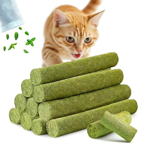 GREMBEB Cat Grass Treat Cats Toy 250g/8.82oz Freeze Dried Catnip Toys Kitten Chew Stick for Removal Hairballs for Cleaning Teeth Indoor Kitty Dental Care Lickable Edible Snack