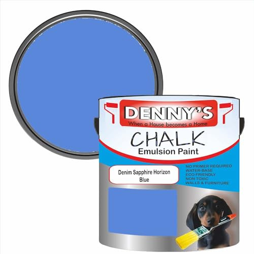 Premium Interior Wall & Furniture Chalk Paint – Denim Sapphire Horizon Blue – Rich Matt Finish, Durable & Washable, Low Odour, Ideal for Living Rooms, Bedrooms & Hallways (250ML Tin)