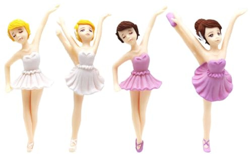 GARIOUANS 4 Stück Ballerina Kuchenaufsatz Weiße Cartoon Tortenornamente Geburtstagstortendeko für Kinderparty nicht Essbare Tortendekoration