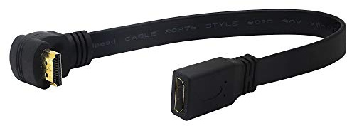 Cerrxian, flaches, dünnes, 30cm langes High-Speed-HDMI-Verlängerungskabel mit Buchse auf 90 Grad angewinkelten Stecker