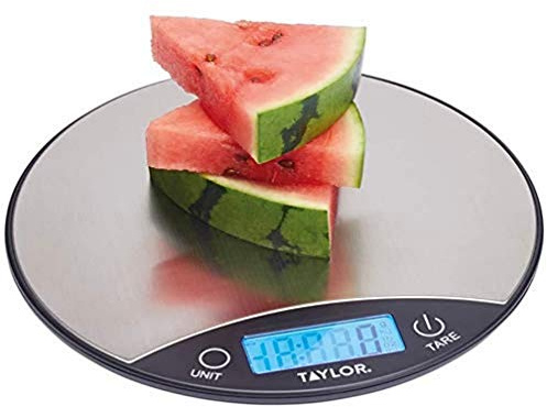Taylor Pro, Digitale Küchenwaage für Lebensmittel, Kompakt und Schlank, Professioneller Standard, mit Tara-Funktion und Hoher Genauigkeit, Oberfläche aus Gebürstetem Edelstahl, Wiegekapazität 5 kg