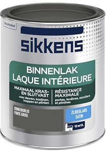 Sikkens - Peinture Laque Intérieure Bois et Fer - Résistance maximale aux taches et rayures - Satin Fonte Grise 0,75 L