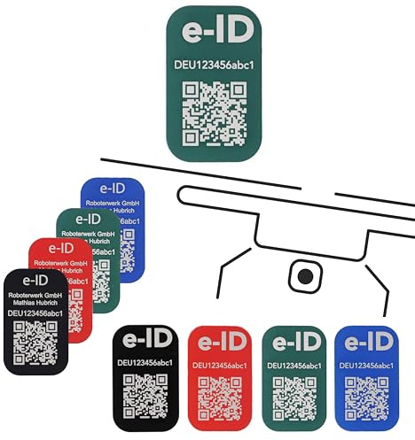 Roboterwerk Drohnen Kennzeichnungsschilder mit Lasergravur | Aluminium | 31x19mm | Grün | QR-Code