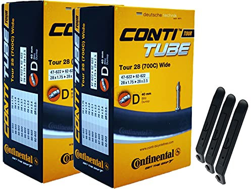 pneugo! 2 x Continental Schlauch 28 Blitzventil 47-622/62-622 (Tour Wide) + 3 D Reifenheber