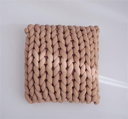 RAILONCH Knot Kissen Sofa Kopfkissen, Grob gestricktes Kissen Geknotetes Kissen Zierkissen Plüsch Kissen inkl. Füllung, Nordische Deko-Kissen, für Sofa Bett (Rosa Kamel)