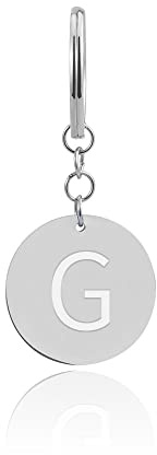 Porte-clés lettre avec jeton de caddie - Pendentif personnalisé avec gravure en acier inoxydable argenté - Décrocheur de caddie pour tous les caddies