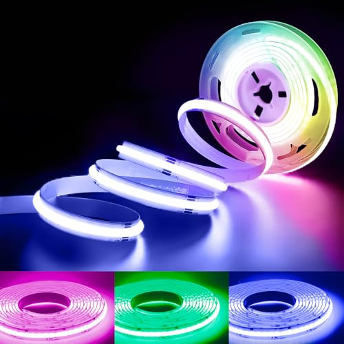 Arotelicht COB Tira LED 24V RGB 2m Tira de Luces LED COB 840LEDs/m Flexible Alta Densidad Regulable Cinta LED IP20 para retroiluminación de TV decoración de interiores