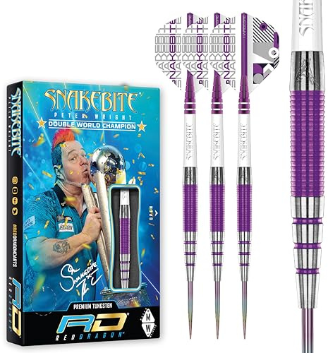 RED DRAGON Dartpfeile – Professioneller Spieler – Peter Wright- Medusa 22g oder 23g Steeldarts - 90% Wolfram Stahlspitze Dart-Set mit Dart Flüge und Dartschäfte