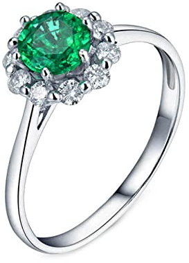 Dsnyu Weissgold 18K Freundschaftsringe Vintage 0.5ct Labor Erstellt Smaragd Moissanite Vorsteckring Weißgold 53 (16.9)