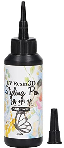 Colored UV Resin Fast Curing 3D UV Glue Safe Sunlight Activated Resin Styling Pen for Painting DIY Earrings Pendants(Black)