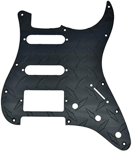 KAISH Premium Metall Diamant Platte 11 Loch ST Strat HSS Schlagbrett Aluminium eloxiert HSS Kratzplatte für FD Stratocaster schwarz
