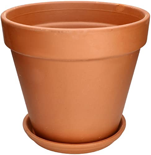 KOTARBAU® Maceta con Plato de Terracota 35 cm para Interiores y Exteriores, Tiesto para Plantas, Arcilla de Terracota, Maceta para balcón o jardín, Cerámica sin esmaltar