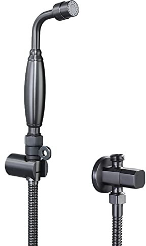 Doccino per Bidet Nero Doccetta per Bidet Acqua Fredda Spruzzatore a Pressione Bidet Ottone con Tubo con 1/2 Valvola Senza Foratura Doccetta per Wc Disabili