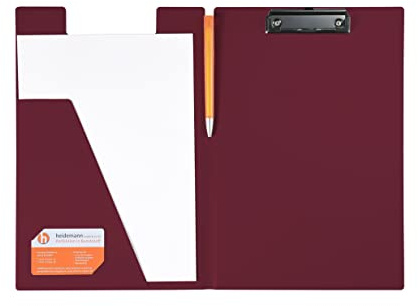Heidemann Aufklappbare Klemmbrettmappe DIN A4 Plus Photodruck, 11100000 (Warm Bordeaux)