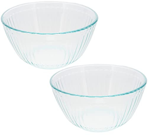 Pyrex 7402 Lot de 2 bols mélangeurs en verre sculpté 6 tasses
