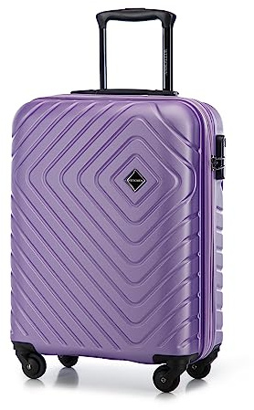 WITTCHEN Cube line Kabinenkoffer Handgepäck ABS Mit Geometrischer Prägung 4 Lenkrollen Teleskopgriff Kombinationsschloss Kabinengepäck Reisekoffer Größe S Lila