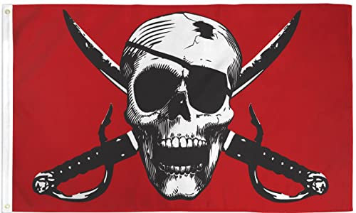 Flag 3x5 Ft (No Flagpole) Crimson Pirate Pirate FT Flag Dorm Restaurant Bar Boat Buccaneer Man Cave