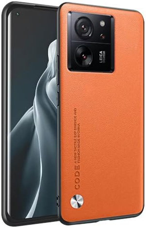 HONLEN Funda para Xiaomi MI 13T / Xiaomi MI 13T Pro (6.67 Inches) Carcasa de Negocios Respaldo de Cuero Naranja