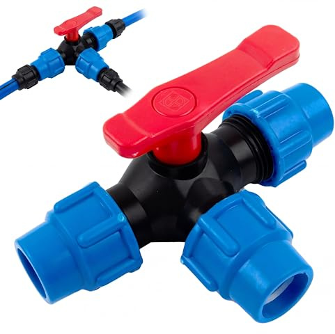 Robinet à boisseau sphérique à 3 voies, 20/25/32/40/50 mm, contrôle des débits de valve durable pour raccords de tuyaux d'irrigation, vanne en PVC