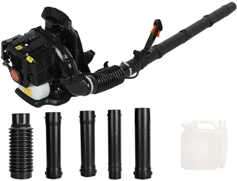 Calager Backpack Leaf Blower, 52CC Petrol Back pack Leaf Blower,Powerful 2 Stroke Strong Wind Force Air Cooled Engine,550 CFM Cordless Leaf Blower Air Blower for Garden Lawn Yard (Black)