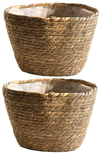 PRETYZOOM 2stücke Gewebter Pflanzkorb Aus Seegras Wasserdichtes Innenfutter Für Blumen Und Pflanzen Für Wohn Und Büroschmuck Handgefertigt Und Langlebig