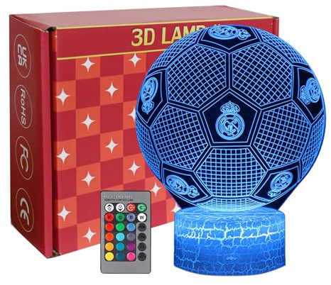 INTUPGD Regalo de Fútbol para niños, 16 colores cambiantes con control remoto, fútbol luz nocturna 3d ilusión juguete regalo creativo cumpleaños de Navidad, comunion niño, Decoración