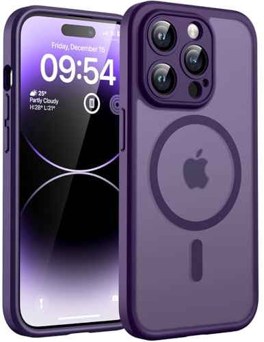 TOCOL for iPhone 14 Pro Max Case, Compatible with MagSafe, Midnight Purple | Full Camera Protection, Built-in Magnets, 15FT Military-Grade Shockproof Thin Slim Translucent Matte Phone Cover