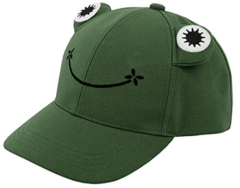 Elenint Damen Herren Baumwolle Baseball Cap Niedliche Lustige Frosch Baseballkappe Sommer Sonnenhut Fischermütze Einheitsgröße Grün