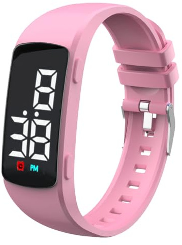 e-vibra Montre d'apprentissage de la propreté – Bracelet d'alarme vibrant silencieux – Montre de rappel médicale résistante à l'eau – avec minuterie et 15 alarmes quotidiennes, rose, Moderne