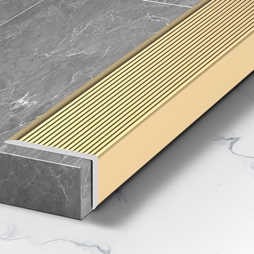 Treppenprofil Treppenkantenschutz Lang 90cm*3 Stück Kantenprofil Mit Rutschfester Treppenabschlussleiste Für Laminat Parkett Treppen Stufenkantenprofil(Gold)