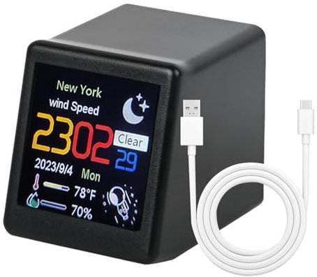 Weather Forecasting Desktop Gadget | Digital Weather Desktop Ornament | Smart Digital Alarm Clock | Photo Desktop Decoration Smart Weather Station Digital Clock with Wifi Smart Air Station