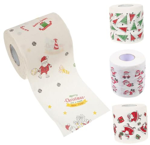 GRADENEVE Dekoratives Toilettenpapier Für Die Feiertage 4 Rollen Weihnachtlich Gemustertes Seidenpapier Weihnachts-toilettenpapier Sockenmuster