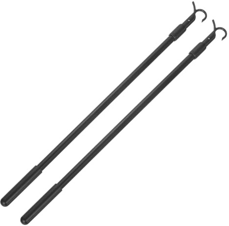sourcing map 2Pcs 14-23 Draw Rod for Cordless Blinds, Telescopic Rod to Pull Window Shades Up and Down, Clothes Hanger Hook Pole, Aluminum Alloy Blinds Tilt Wand for Roller Shades, Black