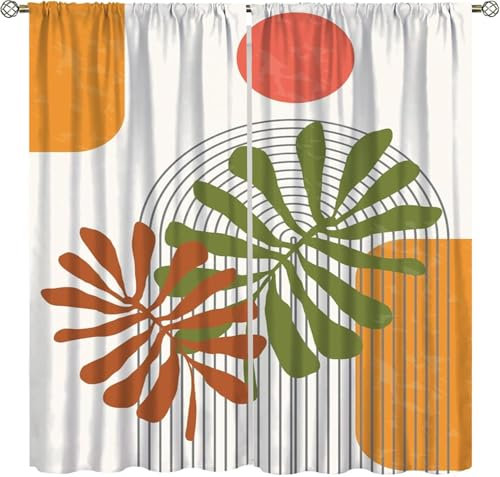 Vorhang Blickdicht Gardinen Mit Ösen - 2 Stücke 170(B) X 200(H) cm Verdunklungsvorhänge 3D Pflanzenblättermuster Muster Thermovorhang Für Kinderzimmer Schlafzimmer Weihnachtsgardinen-37620588320886