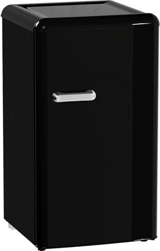TRIUMPHKEY Nevera 80L, Nevera Pequeña con Diseño Retro con Cajón para Verduras y Congelador, Frigorífico Monopuerta con Termostato Ajustable para Residencias Estudiantiles, Oficinas y Dormitorios, Neg