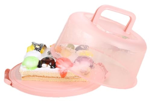 10 Inch Cake Carrier | Big Cake Dome Box | Clear Plas-tic Cakes Containers With Collapsi-ble Handle And Lid | Portable Container With Locking Buckle - Suitable For Storing Cakes, Bread And Snacks