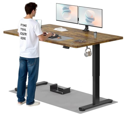 TRIUMPHKEY Höhenverstellbarer Schreibtisch 180x80cm, Dualmotor & USB-A | 25mm Einteilige Tischplatte,Elektrisch Schreibtisch mit Touchscreen & Kabelmanagement, Ergonomischer Bürotisch,Braun