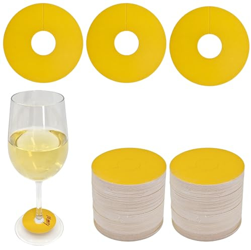 SEABABOO Weingläser Kraftpapier Markierer 100 St Weingläser Etikett Glasmarker Rotweinglas Marker Weinglas Etikett Identifikations für Party Weinglas Wein Cocktail Champagner