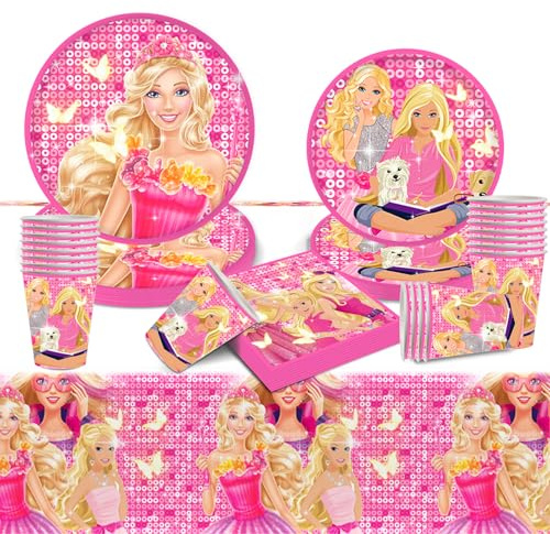 Geburtstag Party Pappteller Kindergeburtstag- Cartoon Partygeschirr Set Birthday Geburtstagsdeko Mädchen Junge Geschirr Party Tableware Supplies Kit Teller Tischdecke Servietten Tassen 10 Kinder
