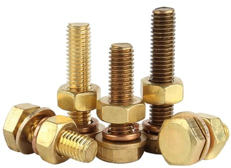 1-10set laiton boulon Hexagonal extérieur vis écrou rondelle plate rondelle élastique combinaison vis à métaux cuivre DIN933 M3 M4 M5 M6 M8 M10 M12(25mm,M6 (5Set))