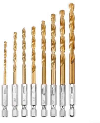 Zilimontt 8-Piece for HSS Drill Bit Set with /4-Inch Hex Shank for Wood, Metal and Plastic Drilling, 3-6.5mm Size Range