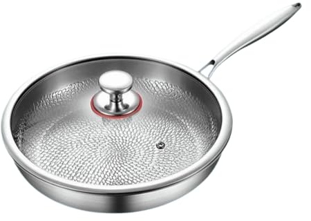 Sartén antiadherente | Sartén para huevos de calentamiento uniforme, sartén antiadherente con tapa, utensilios de cocina de calentamiento uniforme para cocinar en casa, huevos, filetes, panqueques