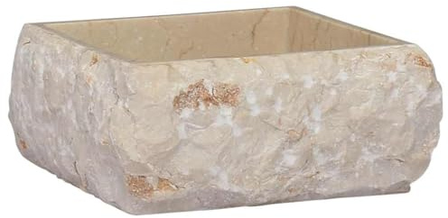 Vasque à Poser, Lavabo à Poser en Marbre Lave Main Salle de Bain Crème 30x30x13 cm Marbre
