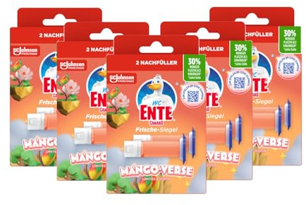 WC-Ente Frische-Siegel Nachfüller, WC Reiniger, Toilettenreiniger, Mango Verse, WC Reiniger, Toilettenreiniger, 2 x 36 ml 5er Pack